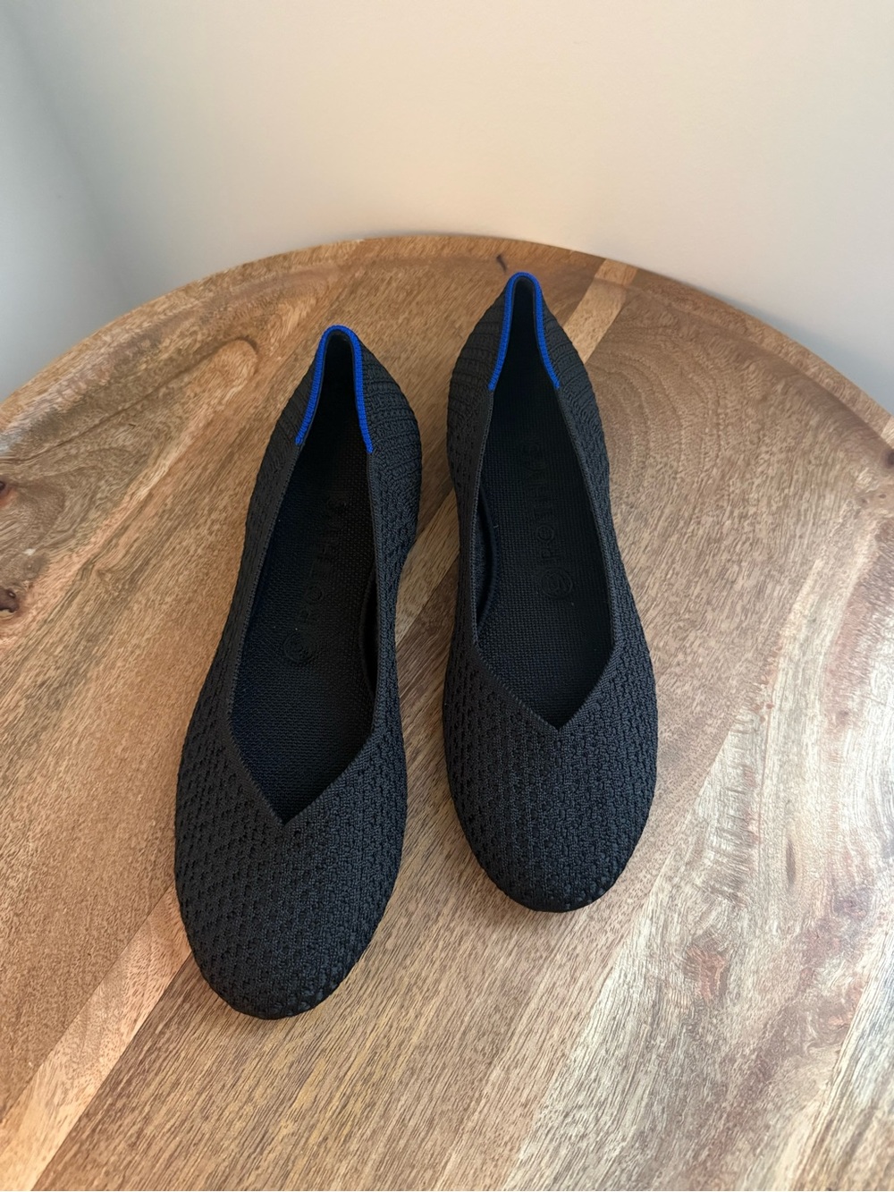 Rothy's The Flat Round Toe Black Textured Knit Ballet Flat Size 9.5